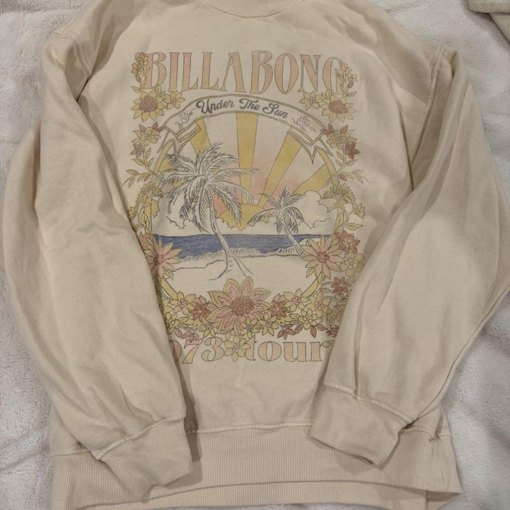 Billabong Beige Graphic Long Sleeve Tee